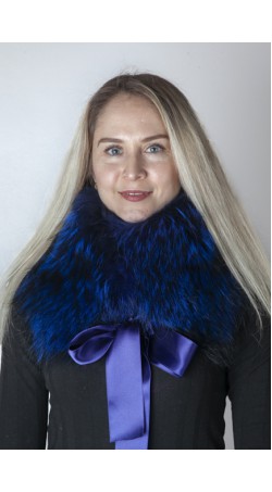 Electric blue Finnraccoon  fur collar-neck warmer